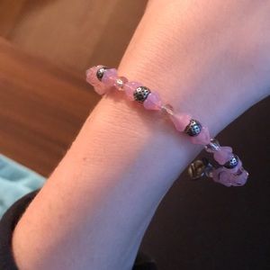 Alex & Ani pink and silver beaded bracelet